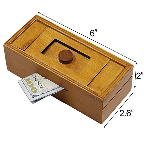 ATDAWN Puzzle Gift Case Box with Secret Compartments, Wooden Money Box to Challenge Puzzles
