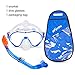 Kids Snorkel Set, Children Anti-Fog Diving Mask Swimming Goggles Semi-Dry Snorkel Equipment Snorkeling Packages Swimming Gear for Youth Boys Girls Age 5-10 (Blue)