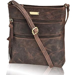 ESTALON Leather Crossbody Purse for Women- Small Crossover Long Over the Shoulder Sling Womens Purses and Handbags