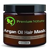 Argan Oil Hair Repair Mask 8 oz. 100% Organic Oils- Condition, and Restore Damaged, Dry & Color Treated Hair, Works For All Hair Types, By Premium Nature