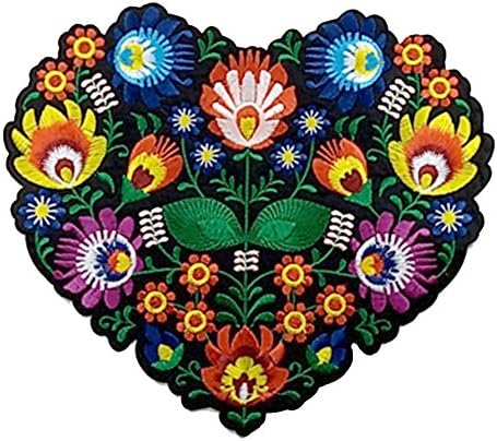 20x20 cm/8x8 inches Appliques Patches Iron On Patterns Print Embroidery Sewing Craft Supplies Machines Designs Logo Cloth Hat Bag DIY Decor (Heart flower)