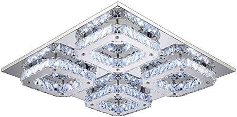 WCG LED Crystal Flush Mount, 4 Light, Modern Transparent Electroplating Stainless Steel , 90-240V