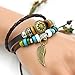 November's Chopin (TM) Unique Angel's Wings Pendant Multistrand Leather Adjustable Braided Wrap Bracelet
