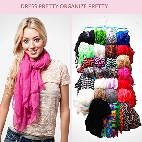 Scarf Hanger, Multiple Purpose Holder for Closet, Clutter Removing Hanger for Scarves, Shawl, Belts & Accessories (Blush Pink/Rose) - Thumbnail 3