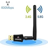 ANEWKODI 600Mbps Dual Band (2.4G/150Mbps+5G/433Mbps) Wireless USB Wifi Adapter,802.11N/G/B Antenna Network Lan Card For Windows XP/Vista/7/8/8.1/10 (32/64bits) MAC OS