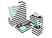 Blu Monaco Black - White Stripes Desk Organizers and Accessories - 4 Piece Desktop Cubicle Decor Set - Letter - Mail Organizer, Desk Organizer Caddy Tray Office Supplies, Pen Cup, Magazine File Holder
