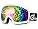 Odoland Snow Ski Goggles S2 Double Lens Anti-Fog OTG Windproof UV400 Eyewear for Men, Women and Youth-Skiing Snowboarding, White Frame Green Lens vlt 15%