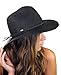 NYFASHION101 Teardrop Dent Braided Trim Casual Panama Fedora Sun Hat - Black