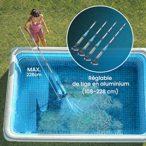 Aspirateur de Piscine sans Fil à Batterie avec Forte Puissance d'aspiration et Batterie Rechargeable pour Hot tubs, spas et Petites piscines