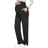 POSHGLAM Women's Maternity Scrubs Pant 6-Pocket Stretchy Comfy Workwear Casual Pregnancy Pants, S-XXL