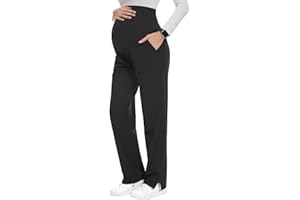 POSHGLAM Women's Maternity Scrubs Pant 6-Pocket Stretchy Comfy Workwear Casual Pregnancy Pants, S-XXL