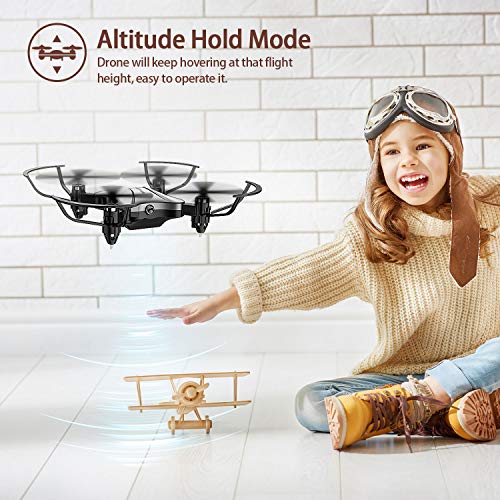 Spacekey Mini RC Helicopter Drone for Kids Quadcopter with Altitude Hold, Headless Mode, One-Key Take-Off/Landing, 3D Flip Function and Foldable Arms, Good for Beginners - Silver