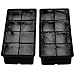 Patier Ice Cube Trays - Food Grade Ice Cube Containers - Eight Cubes Ice Molds, Set of 2, Black