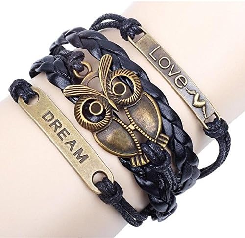 Melodyep Leather Accessories Bracelet Braided Plurality Of Bigeye Owl Antique Accessories
