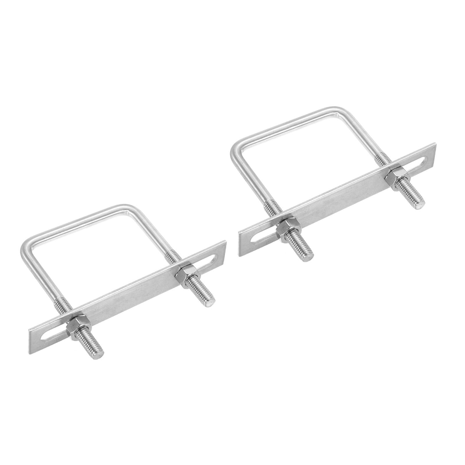 PATIKIL M10x80x100mm Square U-Bolts Kit, 2Set 304 Stainless Steel Square U Shaped Bolts Replacement Parts with Frame Plates and Nuts for Ski Board Sailboat Trailer