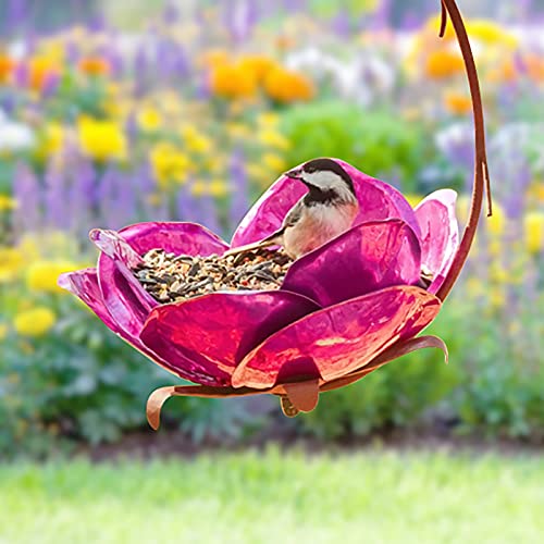 Sensation Pink Flower Bird Feeder Hummingbird Feeder, Unbreakable Feeder,Standing Flower Bird Feeder, Hummingbird Feeder for Lawn Decoration (Pink)