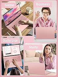 Rumtuk 16" Rose Gold Laptop, Celeron N5105