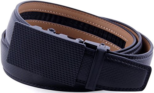 Marino Men's Genuine Leather Ratchet Dress Belt with Automatic Buckle, Enclosed in an Elegant Gift Box - Black - Custom XL: Up to 54" Waist