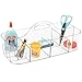 mDesign Plastic Portable Craft Storage Organizer Caddy Tote, Divided Basket Bin with Handle for Craft, Sewing, Art Supplies - Holds Paint Brushes, Colored Pencils, Stickers, Glue, X-Large - Clear