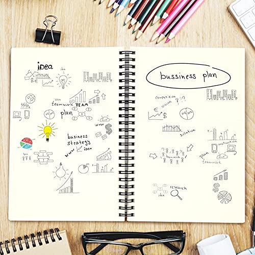 HAKACC A5 Spirale Notizblock, 4 Stück Klein Notizbuch 80 Blatt Notizheft Skizzenblock Journal Tagebuch Schreibblock Zeichenblock