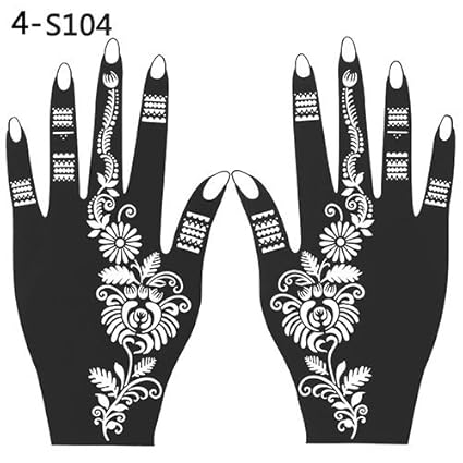 Sanwood - –-Hand Tattoo Aufkleber, 2 PCS Henna Schablone temporäre Hand Tattoo Body Arts Aufkleber Vorlage Tools, PVC, weiß/S