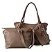 AB Earth 3 Pieces Women Hobo Handbag PU Leather Totes Matching Wallet Satchel Shoulder Bag, M898 (Soil Color)