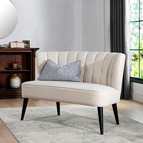 Jennifer Taylor Home Becca Channeled Tufted Settee, Sky Neutral