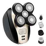 Beaucares Waterproof Men's Electric Shaver and Trimmer Grooming Kit, Rechargeable 5-in-1 Electric Razor/Hair Trimmer/Clip Nose Hair/Facial Cleansing Brush and Soft Face Sponge