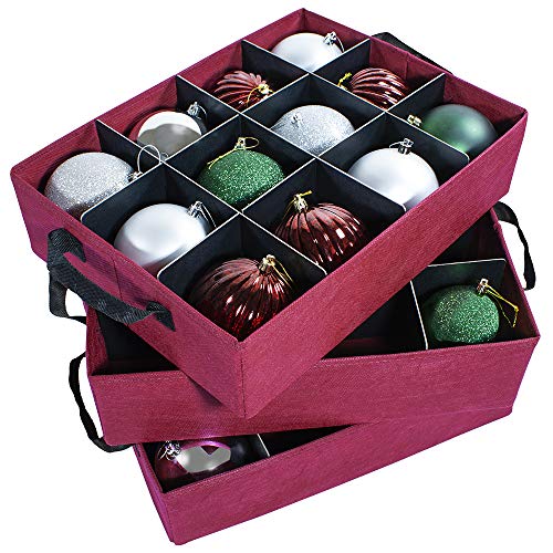 Christmas Ornament Storage Box with Adjustable AcidFree Dividers, 3