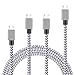 AOKER Nylon Braided High Speed 2.0 USB to Micro USB Charging Cord Fast Charger Cable for Galaxy S7/S6/S5/Edge,Note 5/4/3,HTC,LG,Nexus and More (Silver White 4Pack 3/6/6/10FT)