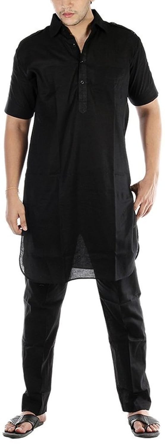 royal kurta men's cotton pathani suit_half sleeves