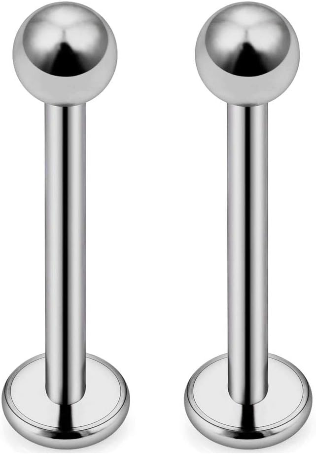 CIZME 1 Pair Titanium Lip Stud Labret Bars 1.0mm 6/8mm Barbell Tragus Helix Monroe Piercing Stud