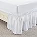 MEILA Wrap Around Bed Skirt Three Fabric Sides Elastic Dust Ruffled 16 Inch Tailored Drop,Easy to Install Fade Resistant-White, Twin/Full