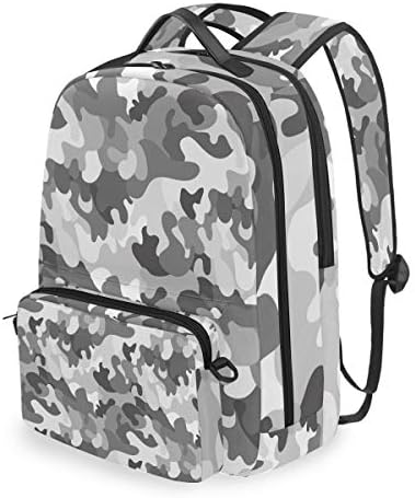 DOSHINE Detachable Travel Backpack, Camo Camouflage Gray Pattern School Shoulder Bag Daypack for Men Women Boys Girls Kids