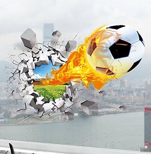 Skert, 3D DIY Football Sports Wall Sticker Home Decorative Soccer Wall Murals and Wall Decor Stickers Armchair Background Decor Decals Pack of 1