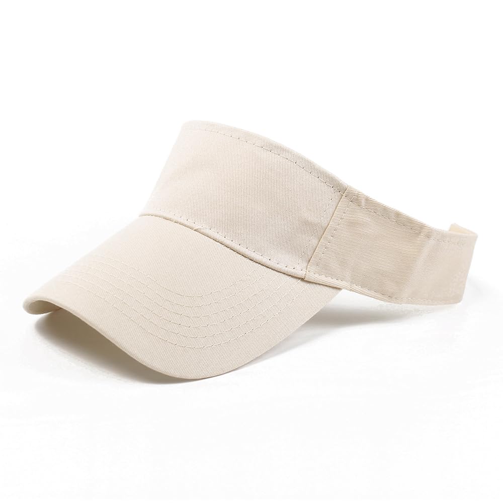 Photo 1 of ANDICEQY Sport Sun Visor Hats Adjustable Empty Top Baseball Cap Cotton Ball Caps for Women and Men (Beige)