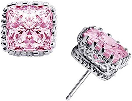 Hemss Women Hollow Square Zircon Crystal Earrings Gift Pendant(C3)