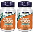 NOW Supplements, Copper Glycinate with 3mg Albion Copper, Promotes Structural Health*, 120 Tablets, Light Gray, Tan (Pack of 2)