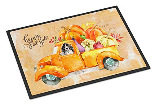 Caroline's Treasures Fall Harvest Black Parti Cocker Spaniel Door Mat Multicolor