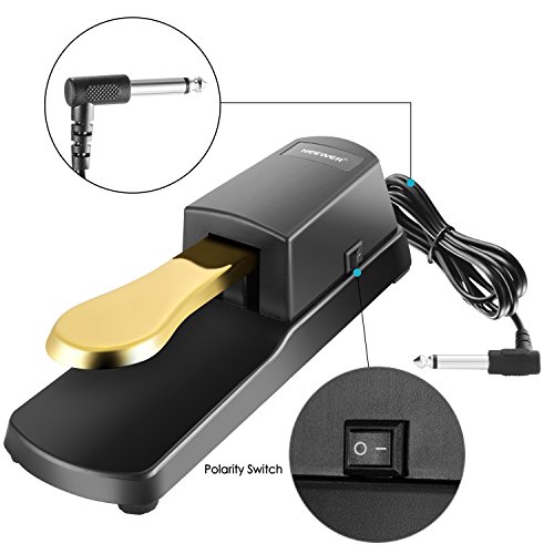 Neewer Universal Pianostyle Sustain Foot Pedal with Polarity Switch, AntiSlip Rubber Bottom