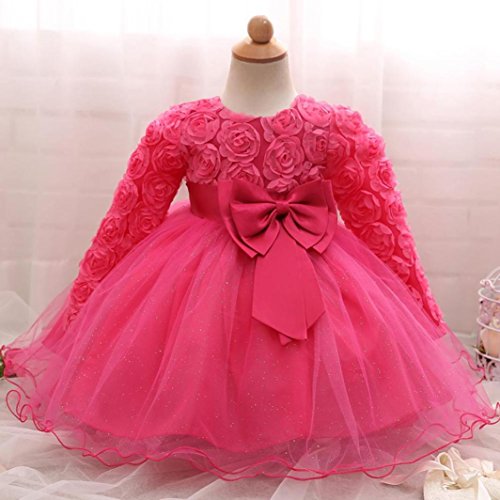 Feitong Flower Baby Girl Long Sleeved Tutu Princess Bridesmaid Pageant Gown Birthday Party Wedding Dress