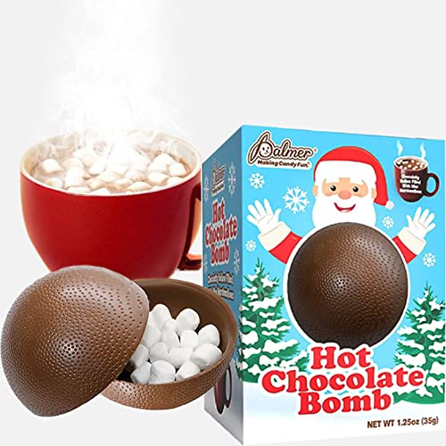 FRUIDLES CHRISTMAS HOT CHOCOLATE BOMBS, CHOCOLATY HALLOW FILLED WITH MINI MARSHMALLOWS BIRTHDAY, COCOA BOMBS (SINGLE)