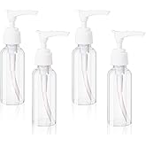 4 Pack Transparent Travel Bottles Empty Plastic Pump Bottles Dispenser Clear Mini Hand Soap Dispenser Foamer Bottle Refillable Travel Pump Bottle for Lotion, Liquids, Toiletries, Shampoo 50ml 1.7oz