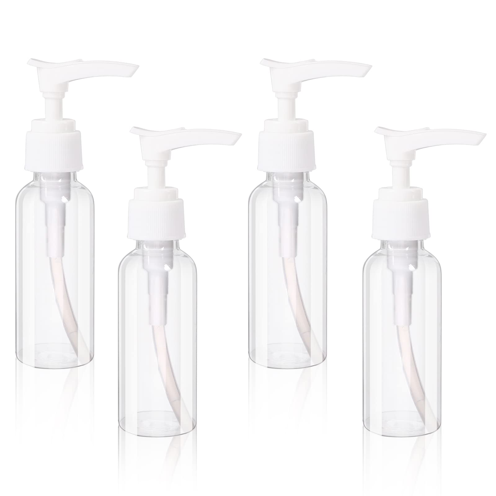 4 Pack Transparent Travel Bottles Pump Bottle Clear Mini Soap Dispenser Plastic Foamer Bottle Travel Pump Bottle for Lotion, Toiletries, Shampoo