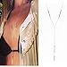 Udobuy®Silver Y Shaped Necklace Bohemia Bikini Turquoise Beads Feather Pendand Tassel Chain Long Necklace