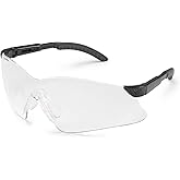 Gateway Safety 14GB80 Hawk Wraparound Safety Glasses, Clear Lens, Black Temple