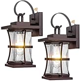 2-Pack Dusk to Dawn Outdoor Lighting - Oil Rubbed Bronze Exterior Porch Light Fixtures Wall Mount, 100% Anti-Rust Brown Outsi