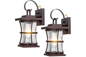 FRELII 2-Pack Dusk to Dawn Outdoor Lighting - Oil Rubbed Bronze Exterior Porch Light Fixtures Wall Mount, 100% Anti-Rust Brown Outside Wall Sconce, Waterproof Dusk to Dawn Wall Lights for House Garage