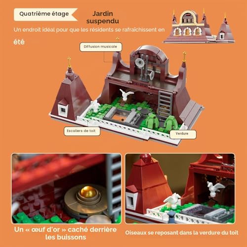 PANTASY European Bakery Building Set for Adults, Famous Places Building Blocks with Bakery, Gym Building, Housing, Heavenly Garden