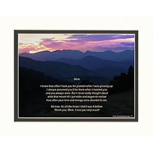 Mom Gift with Thank You Mom Poem. Mt Sunset Photo, 8×10 Double Matted. Mother Gift for Mothers Day, Christmas, Birthday…